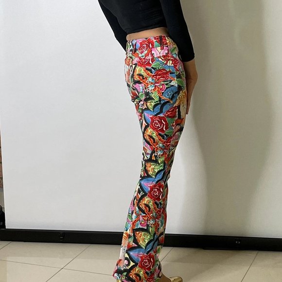 COPY - Escada Pants with Flowers Print Women Vintage High Weisted Pants. SZ 38 - Picture 3 of 5